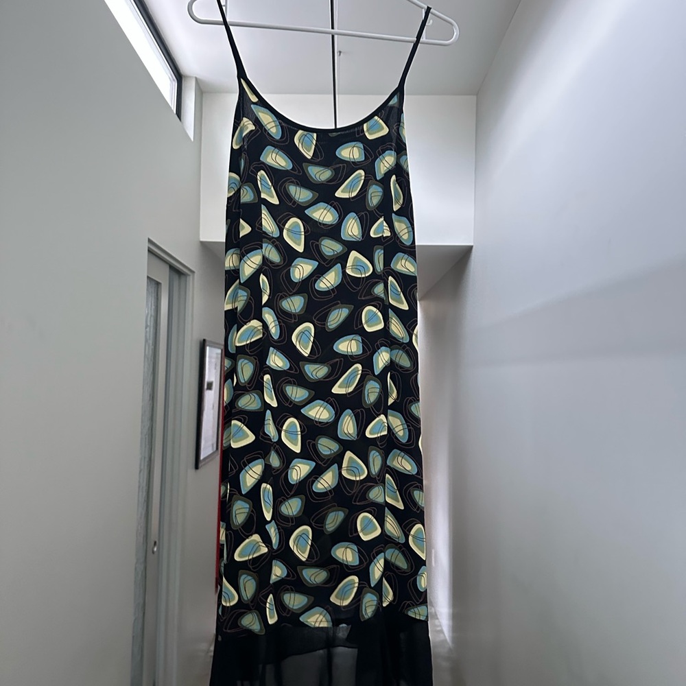 Black and Green Patterned Women's Dress